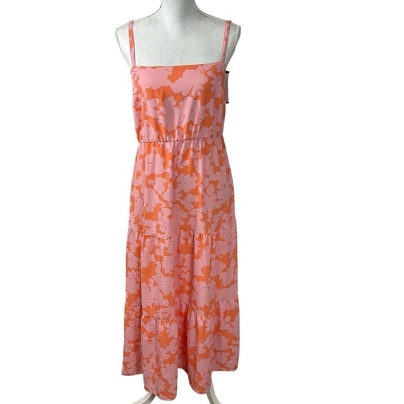 Sanctuary Social Standard Women's XL Smocked Back Sundress Orange Pink NWT - Picture 1 of 12